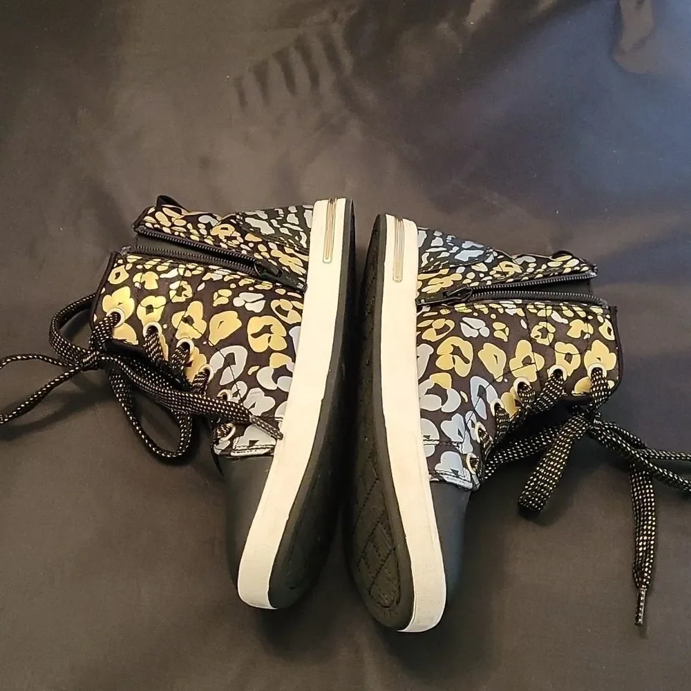 SKECHERS BLACK LEOPARD PRINT BLACK UNISEX-CHILD FASHION-HI